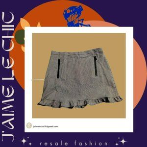 MANGO Black & White Flared trimmed Skirt